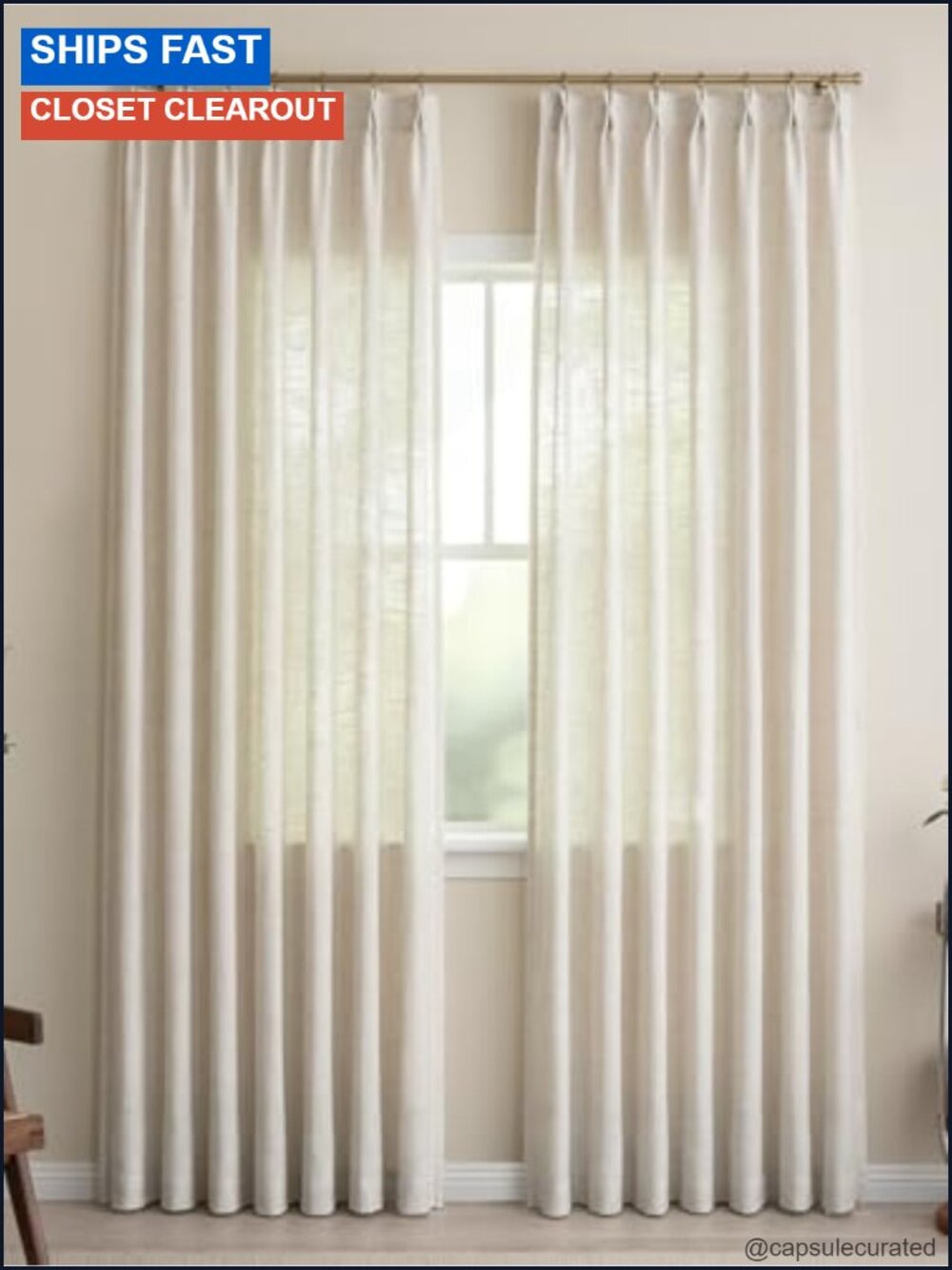 Pinch Pleated Linen Curtains 95 Inch Light Filtering Drapes 2 Panels